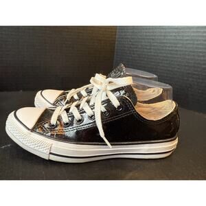 Converse Chuck Taylor Black Sparkle Patent Leather Shoes Sneakers Women’s Size 7